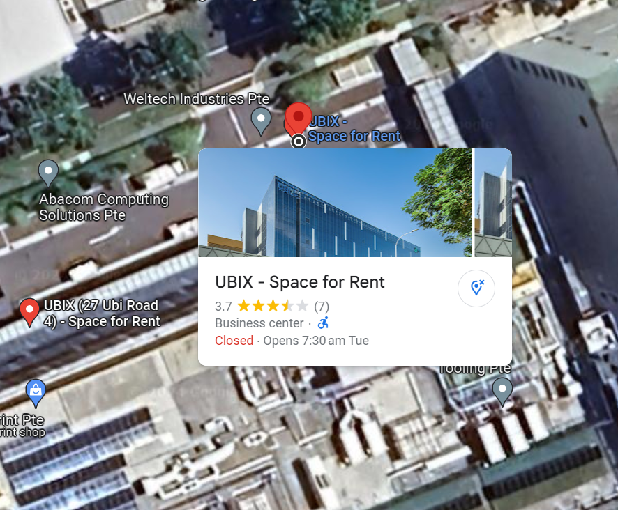 Pick-up location on Google Maps